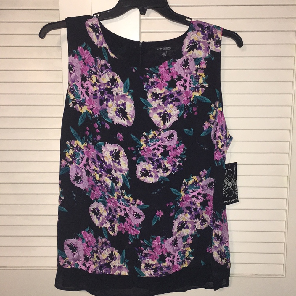 NWT Ava & Grace Flower Tank Top Blouse Size 1X